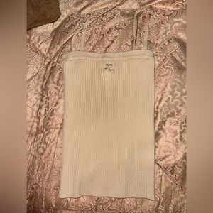 Courrèges
logo rib-knit camisole top in beige fw21